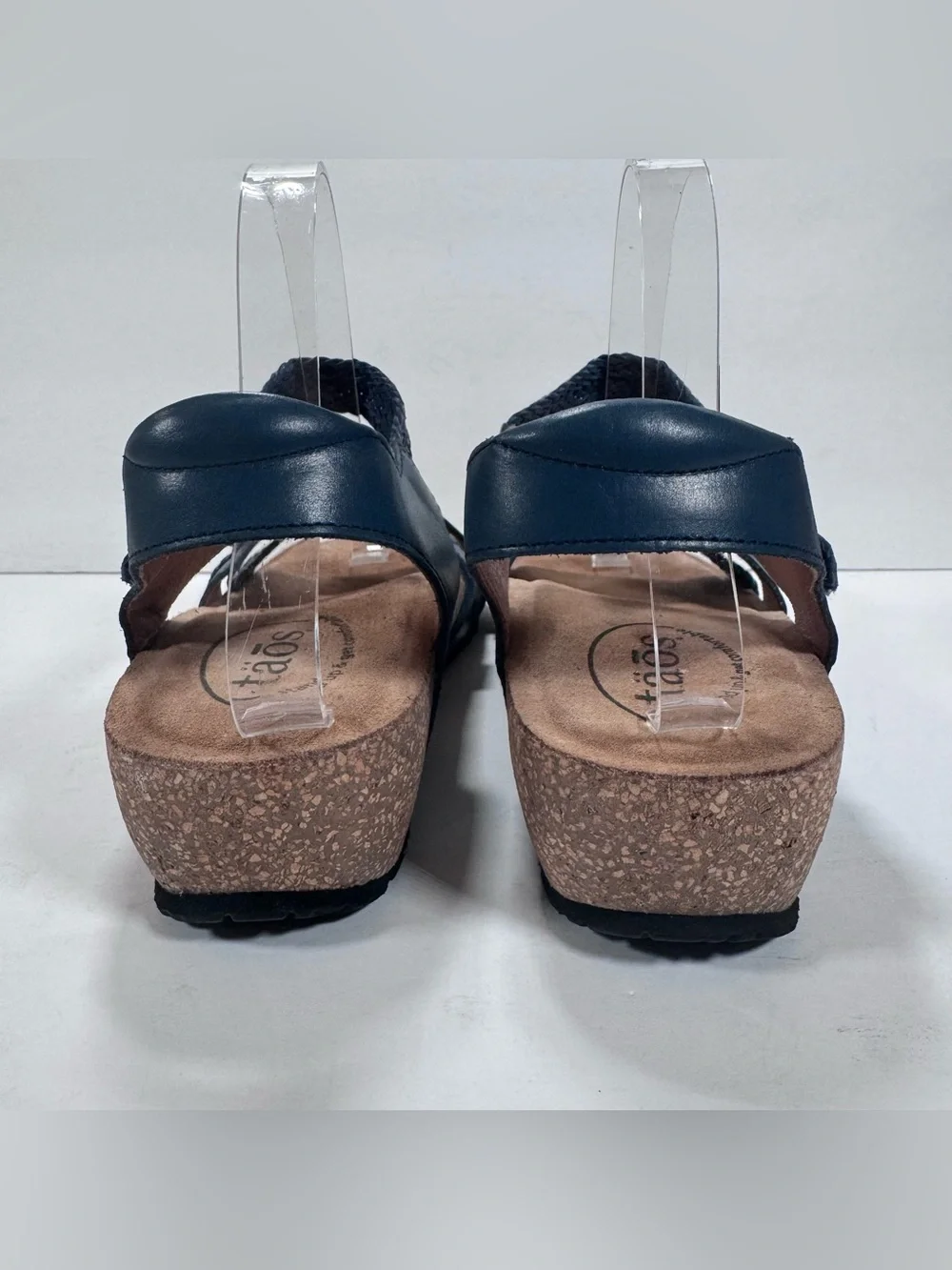 Taos Trulie Navy Blue Woven Leather Strappy Sandals Comfort Shoes Women 9.5W